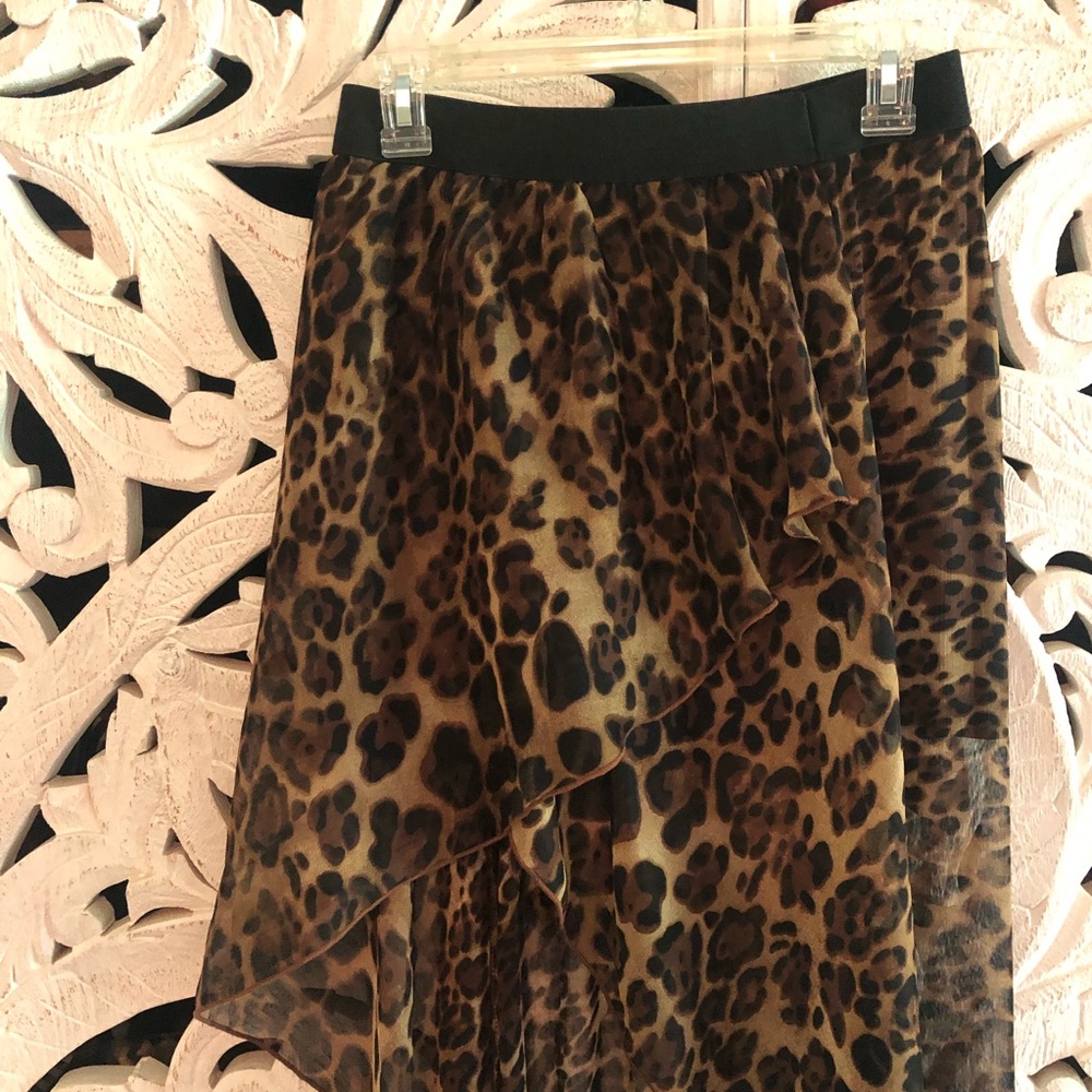 Foreign Exchange Leopard Print High low Skirt
